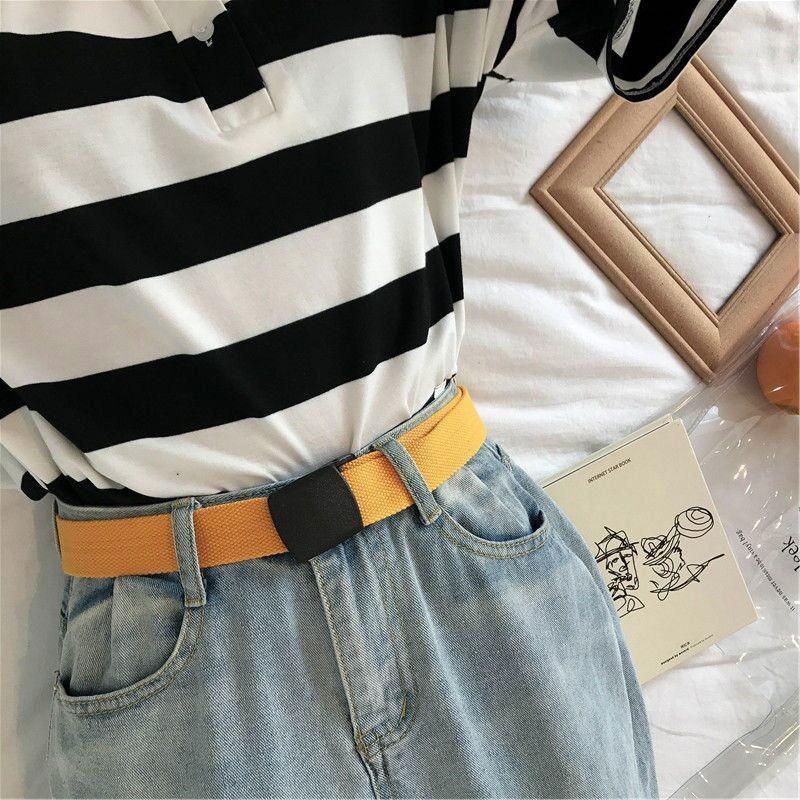 

Belt Stylish Canvas For Men And Women With Automatic Closure Ideal For Wear Casual Yellow130cm