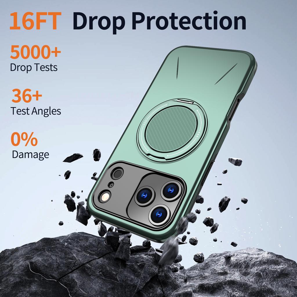 Matte Soft Silicone 360° Ring Rotate Bracket Magnetic For Magsafe Case For iPhone 17 Air 16 15 14 Plus 13 12 Pro Max 11 XR Cover