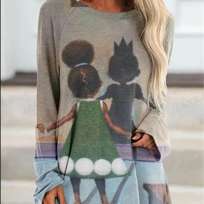 

Африканская женская футболка, женская модная футболка, женские топы, футболки с круглым вырезом и длинным рукавом для девочек XL