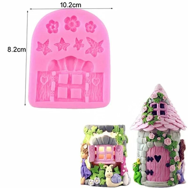 Creative Styling Handmade Mold Fairy Door Combination Snail Mushroom Sugar Cake Silicone Decoration Accessories Cake Tools