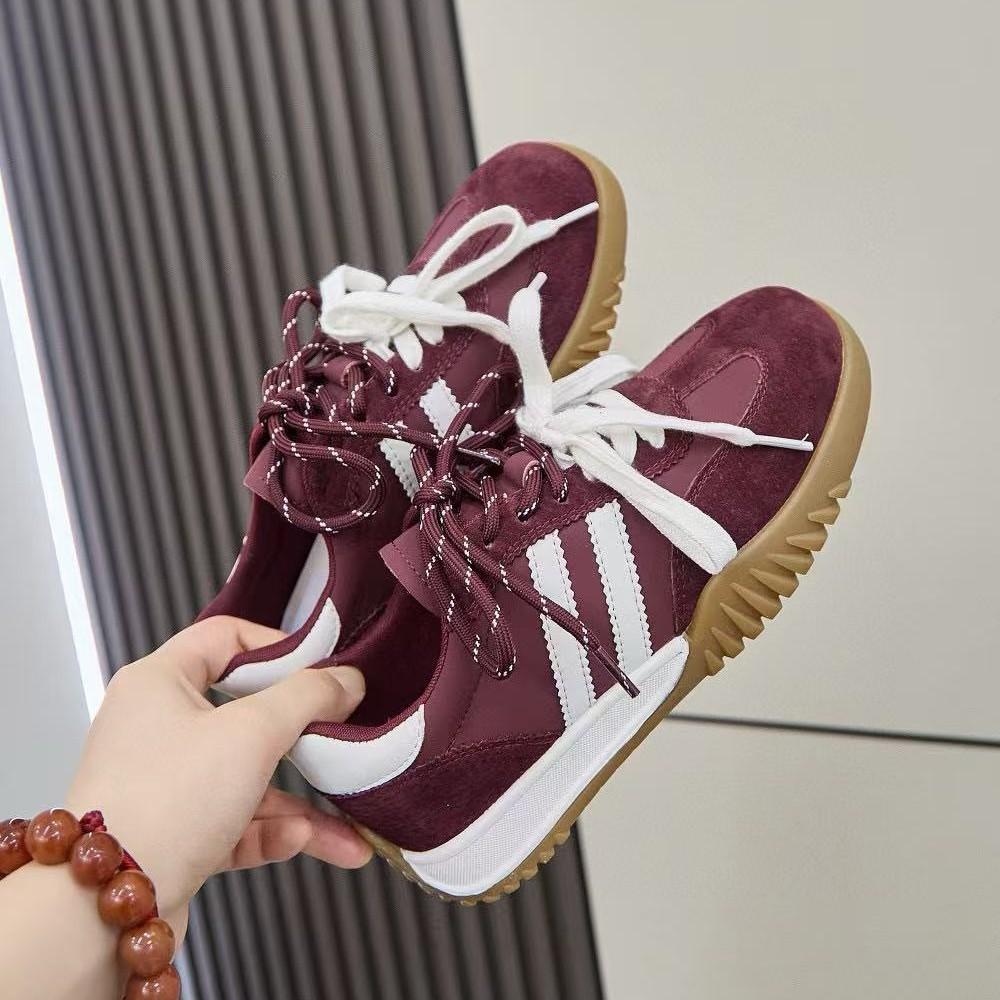 Fengliya New Versatile Red Women's Autumn New Retro Color Matching Casual Board Shoes Round Head Versatile