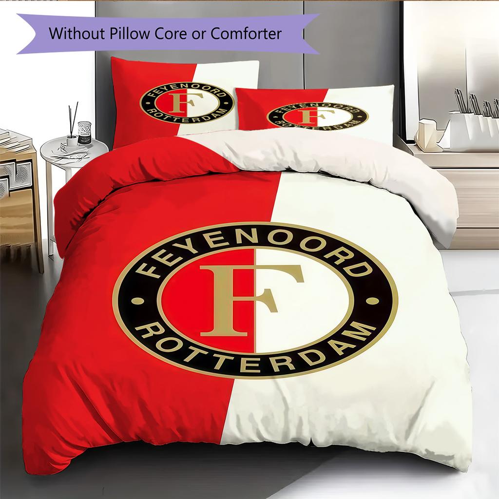 Feyenoord logo Pattern Bedding Quilt Set Quilt Cover Pillowcase Home Decoration Birthday Gift (1 * duvet cover + 2 * pillowcase, without core)