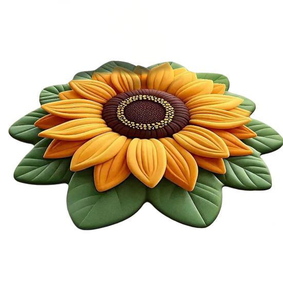Yousheng Floral Plush And Diatomaceous Earth Floor Mat 3D Flower Optical Illusion Rug Non-Slip Absorbent Diatomite Bath Mat for Room Bedroom Entrance