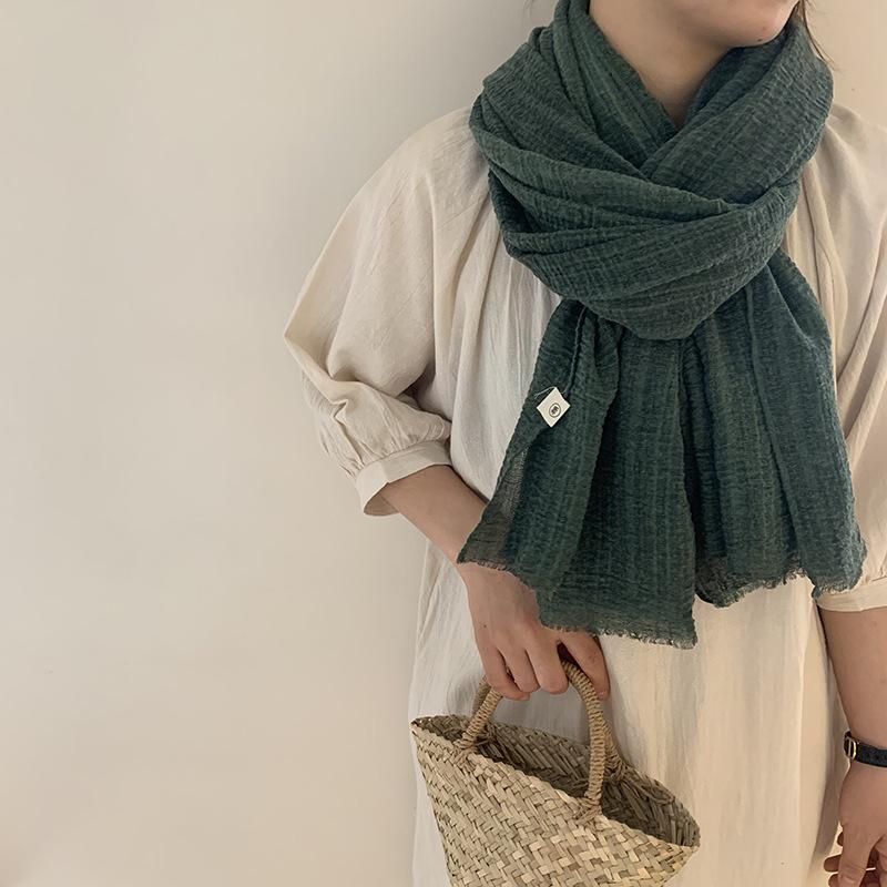 Autumn and Winter Cotton and Linen Women's Scarves Solid Color Shawls Travel Sun Protection Scarves