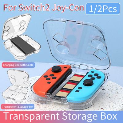 1/2Pcs For Nintendo Switch2 Joy-Con Transparent Storage Box with 3 Game Card Slots Clear PC Protective Shell Game Accessories