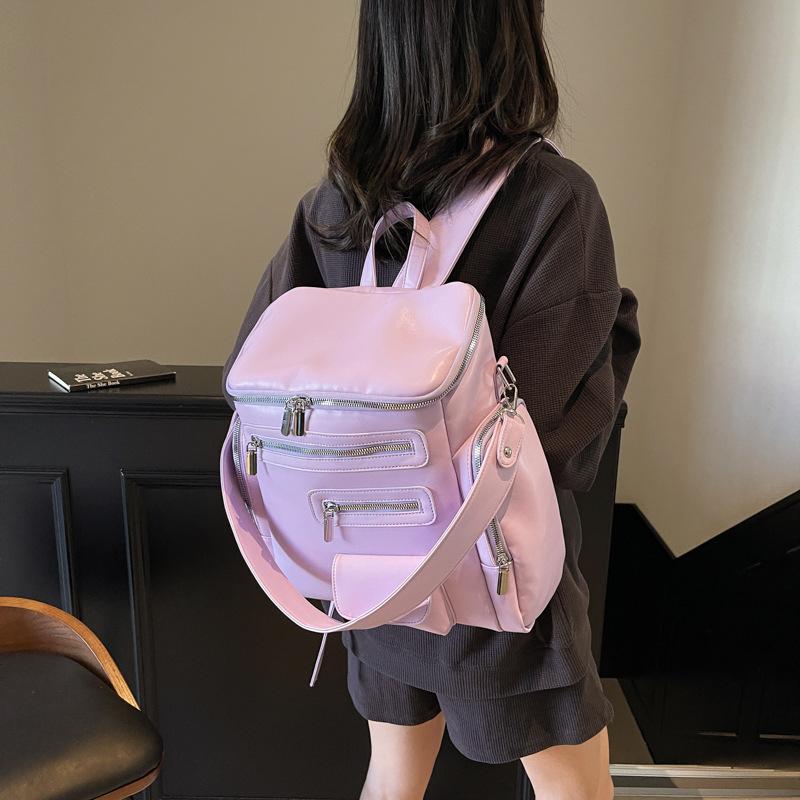 2025 spring new large-capacity fashion versatile multi-pocket retro student schoolbag travel shoulder women's bag