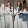 Early Spring Outfit: a Complete Set of Plus-Size Vintage Denim Vest and Super Fairy-Like Dress Set for Petite Women