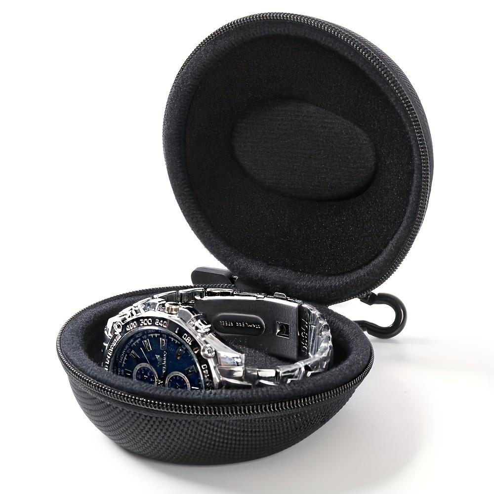 Heavy-Duty EVA Watch Storage Box with Zipper Closure - Scratch-Resistant Round Watch Organizer Case, Portable