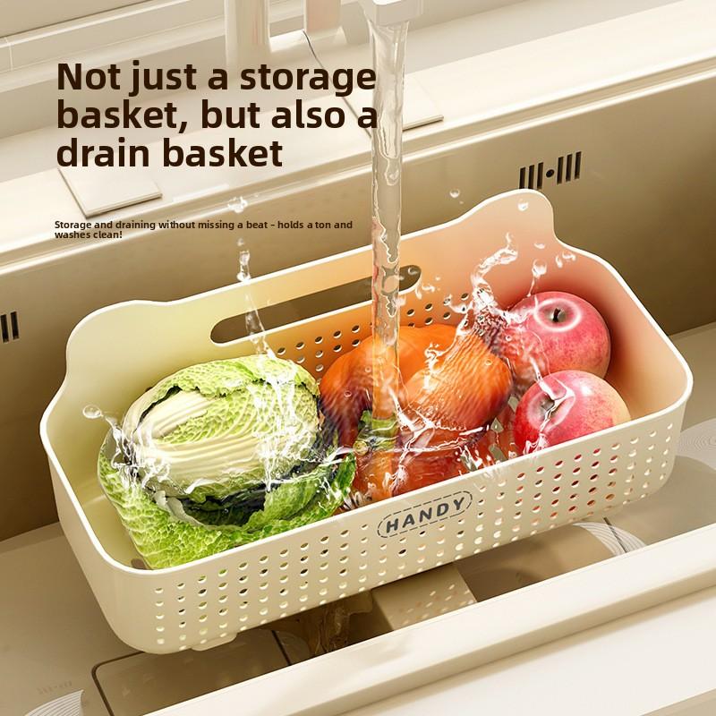 Kitchen Storage Rack, Home Bathroom Wall-mounted Condiment Without Drilling, Multi-purpose Washbasin Countertop, Draining and Storage Rack