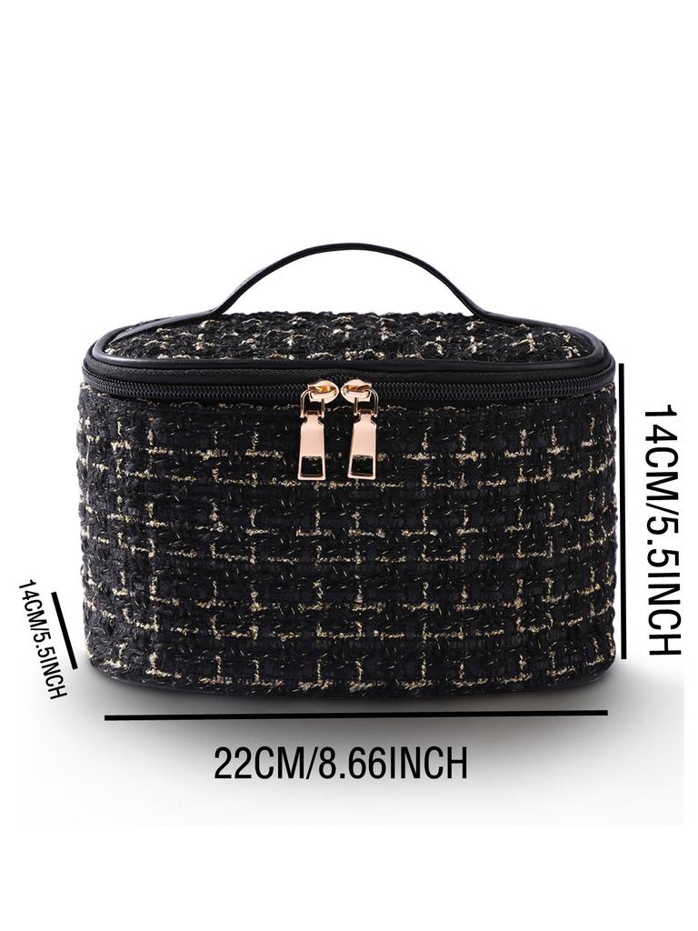 New Korean Style Plaid Portable Small Fragrance Cosmetic Bag Large Capacity Portable Toiletry Storage Bag Makeup Box Travel Wholesale