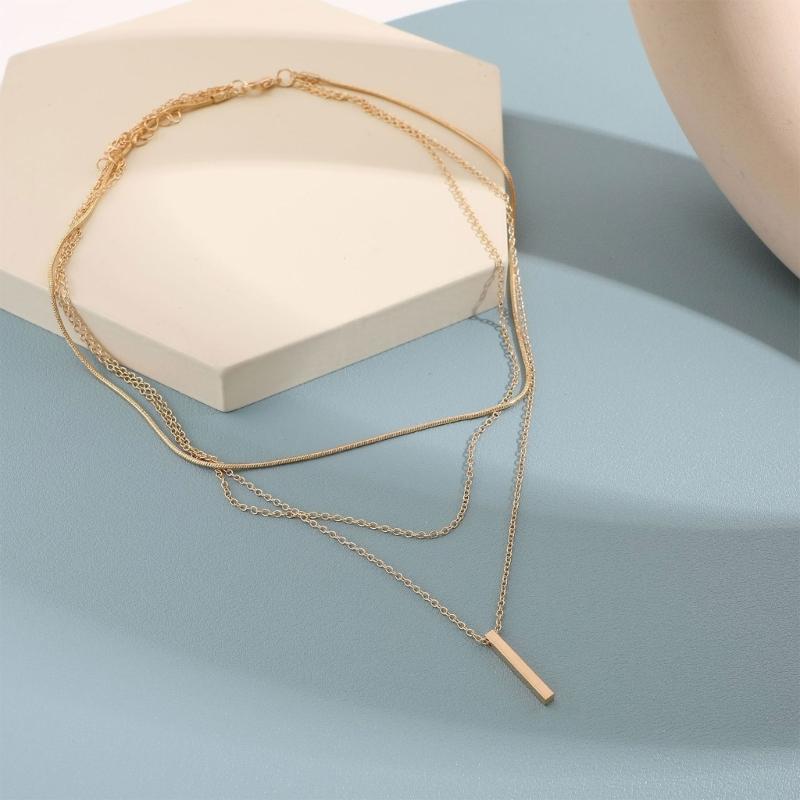 Multi Layer Necklace Stackable Designs Gold Silver Jewelry Lightweight Collarbone Chain Handmade Gift For Her