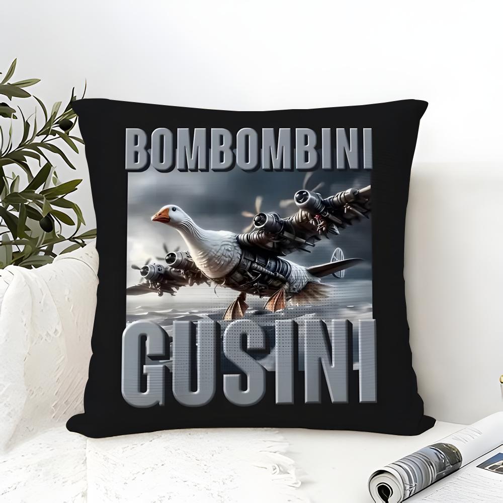 Pillow Case Cotton Linen Fabric Square Zipper Pillowcase Home Decorative Living Room I-Italian Brainrot Creative Animal Meme 4
