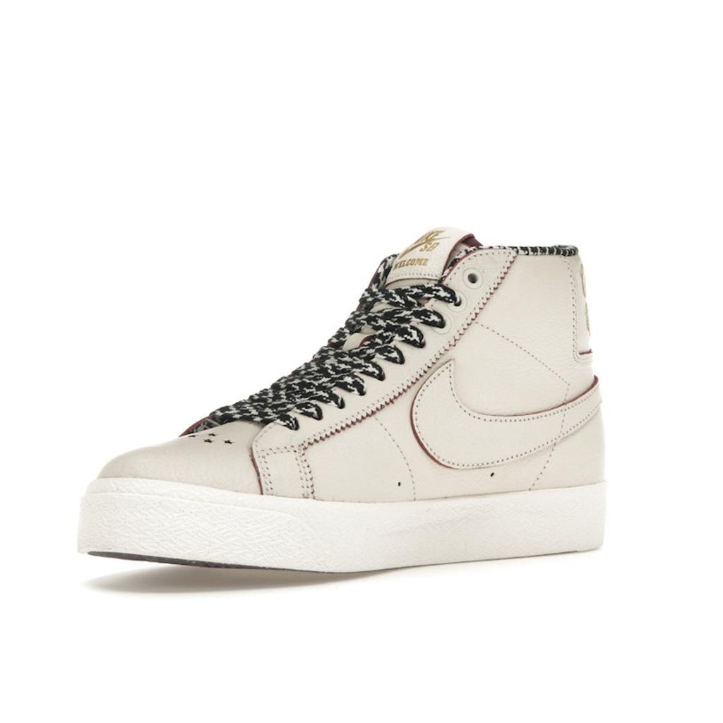 Nike Welcome Skateboarding X Zoom Blazer Mid SB Casa Welcome Madrid Men Sneakers Cream Sail Dark-Beetroot FQ0795-100