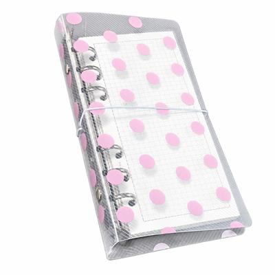 A6 Loose Leaf Binder Polka Dot Print PVC Notebook Cover Portable Transparent Notebook  School Use