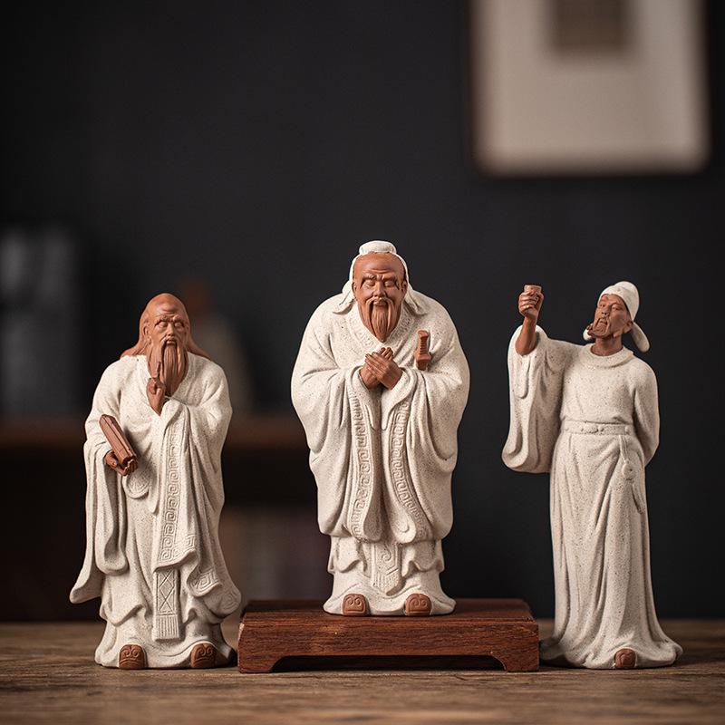 

Zen Purple Clay Confucius & Li Bai Figure - Home, Study, Office Decor Gift