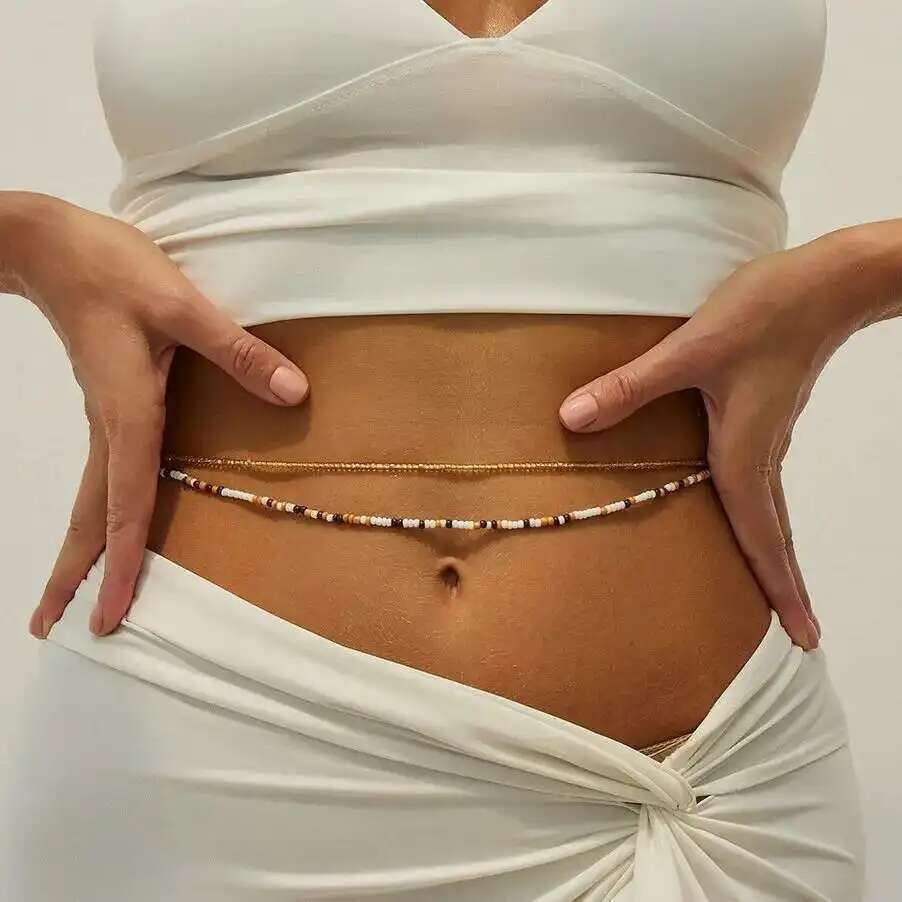 

Ingemark 4Pcs/Set Boho Multilayer Summer Bikini Sexy Waist Belly Chain Women 2026 Faddish Rice Beads Body Chain Charm Jewelry
