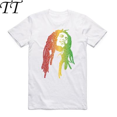 2019 Koszulki modowe Boba Marleya Lato Krótki rękaw Koszulka z muzyką reggae Casualowa odzież uliczna Męska Biała Odzież Rozmiar 3XL