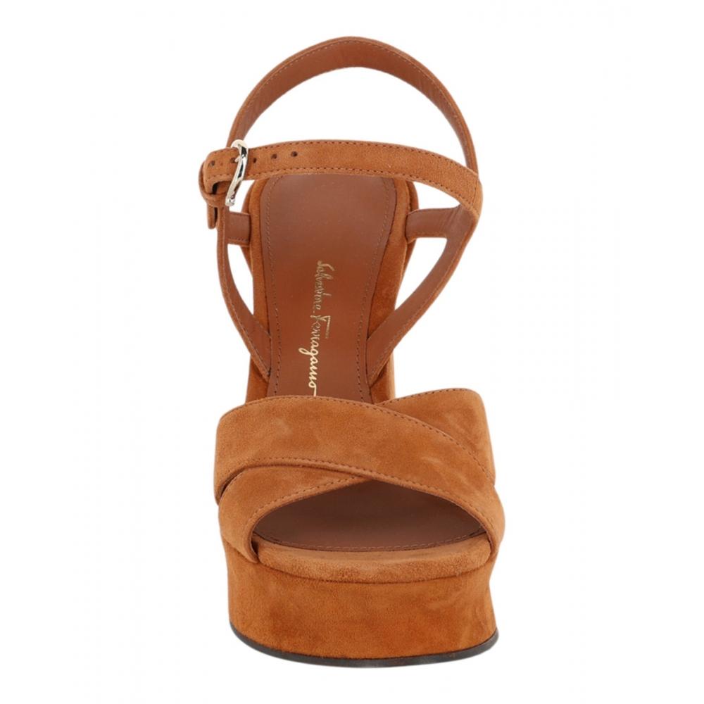 Salvatore Ferragamo Sonya Platform Heel Sandals Brown