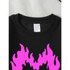 European sizes Girls Pink Flame Heart Crewneck Sweatshirt, Western Style Soft Comfortable Long Sleeved Casual T-Shirt
