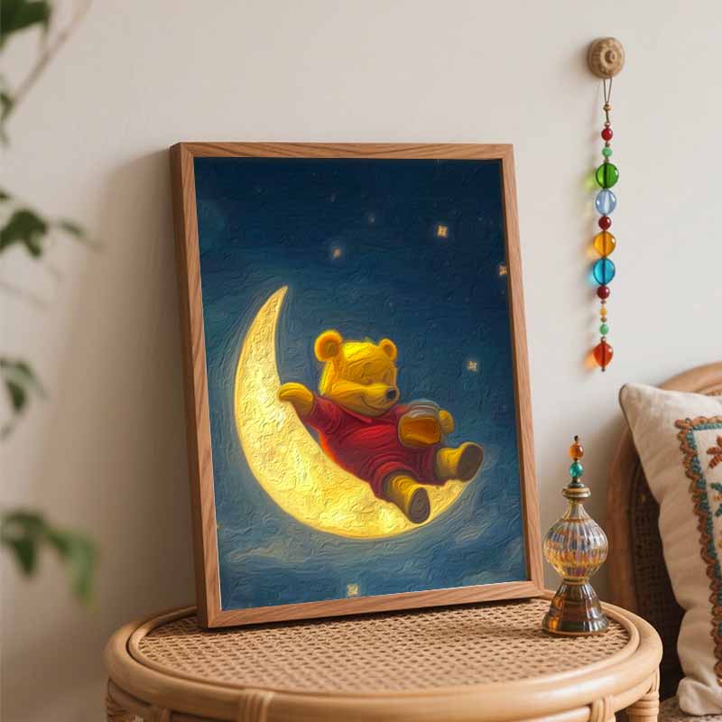 Disney Winnie the Pooh Honey Moon Oil Painting Handmade Painting Kit Diy Home Room Decoration Gift