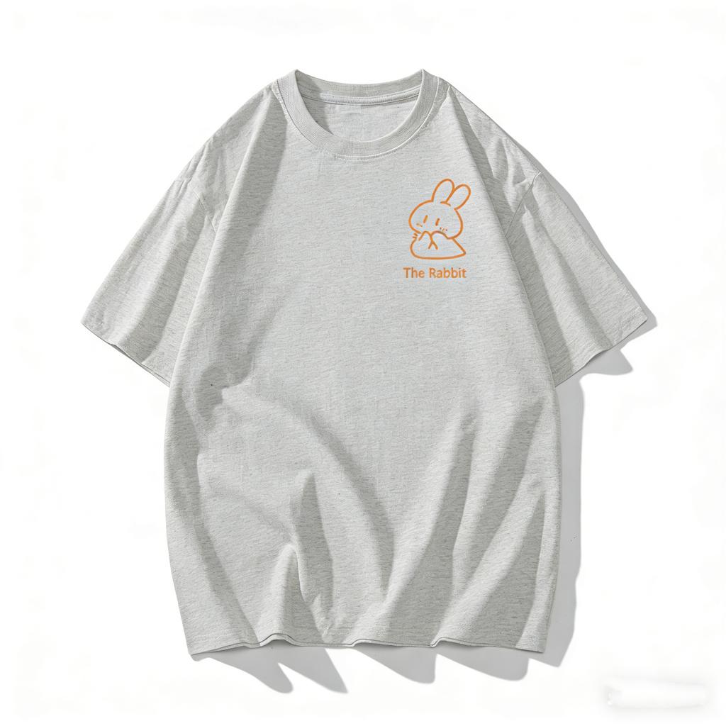 Korean Street Style Cotton Couple Valentines Tshirt Cartoon Cute Rabbit Carrots Print Unisex Women Top Streetwear Kawaii Clothes