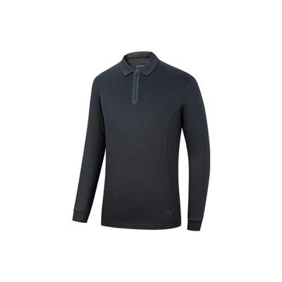 Μονόχρωμο Φούτερ με Μισό Φερμουάρ Μακρυμάνικο Αθλητικό Μπλουζάκι Ανδρικά tops Μαύρο 152240405-3