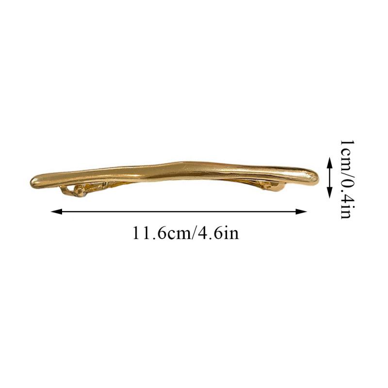 11cm Women New Simple Metal Golden Strip Long Barrettes Hair Clips Vintage Hairpins Automatic Smooth Spring Clip Hairgrip INS