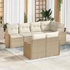 7-Piece Garden Sofa Set with Beige Cushions Poly Rattan, 2-Seater Garden Sofa with Storage & Cushions 3354410