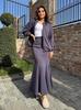 2024 Autumn Casual Solid Color Slim Fit Sweatshirt & Fishtail Skirt Two-Piece Set