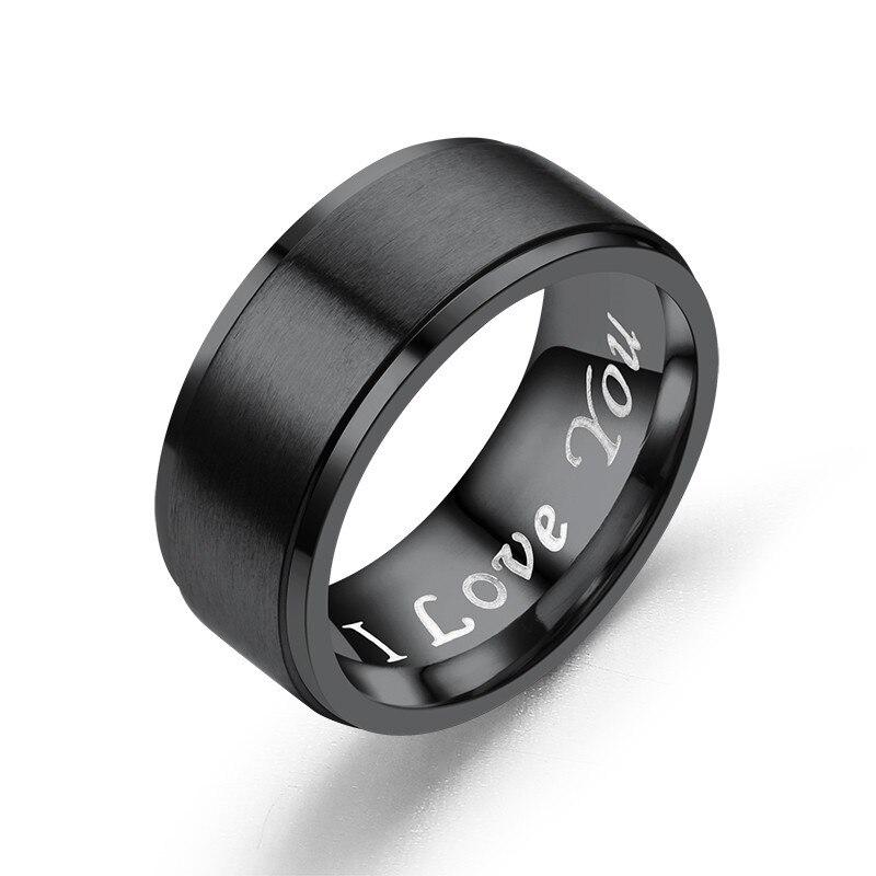 True Love Forever I Love You Matte Couple Ring Women's Rings Set Stainless Steel Ring Woman Rings On Phalanx Men's Finger-ring