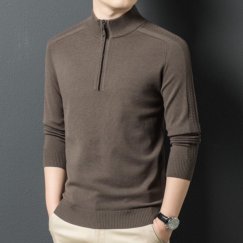 Men's Casual Stand Collar Quarter-Zip Pullover Sweater
