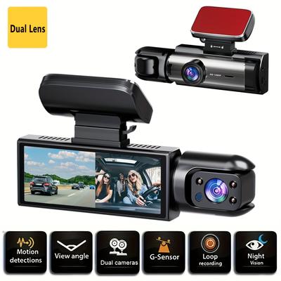 1080P Dual-camera Driving Recorder with Infrared Night Vision, Loop Recording and Wide-angle Lens, 3.16-inch IPS Screen