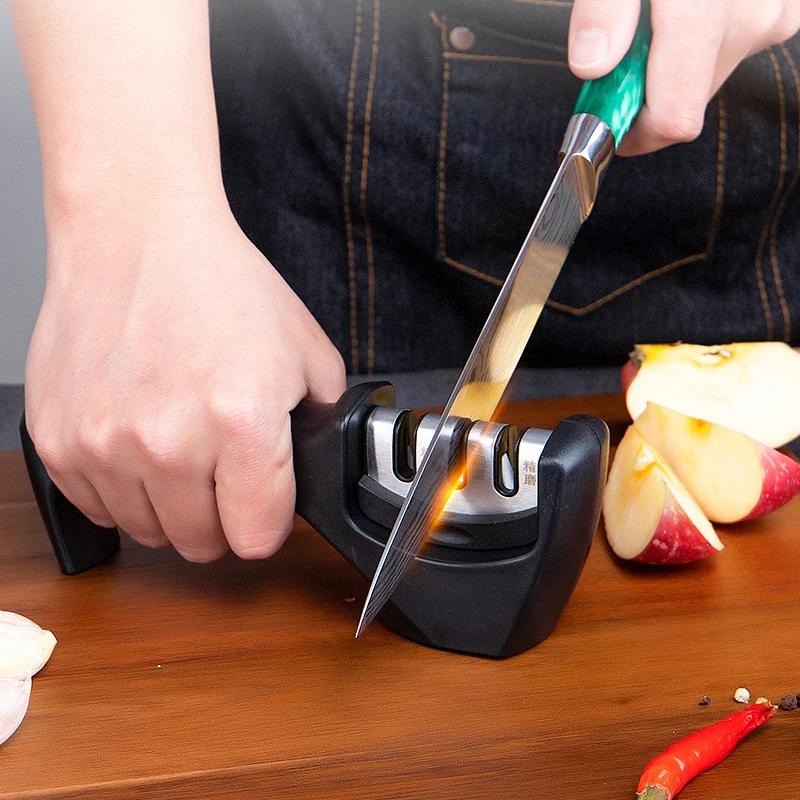 3 Stages Type Quick Sharpening Tool Knife Sharpener Handheld Multi Function With Non Slip Base Kitchen Knives Tools