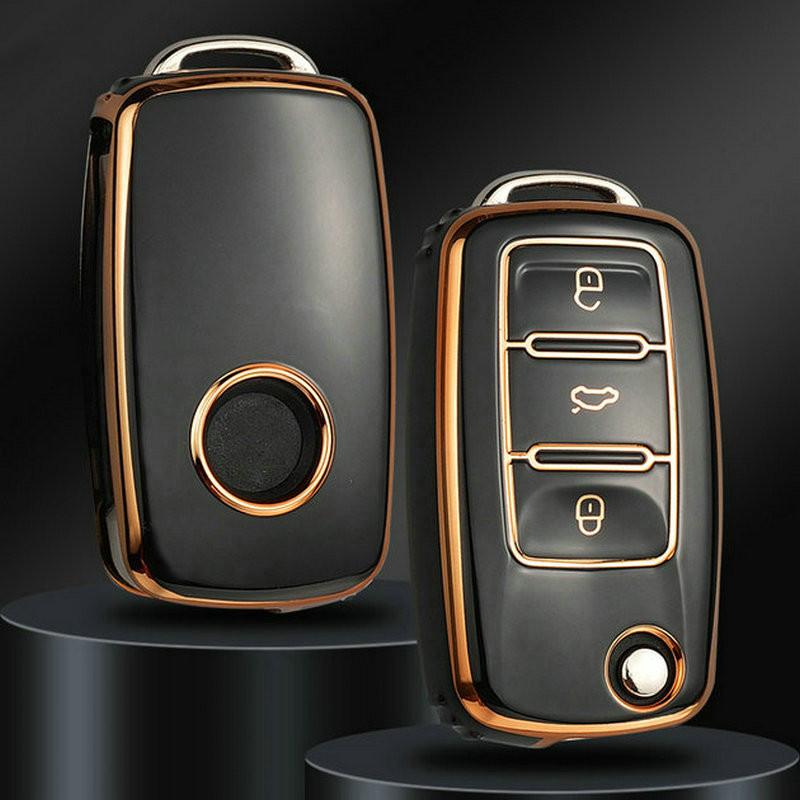 Funda para llave de coche, funda de TPU para VW Volkswagen Polo Golf Passat Beetle Caddy Tiguan Skoda Octavia Kodiaq Seat Leon Altea