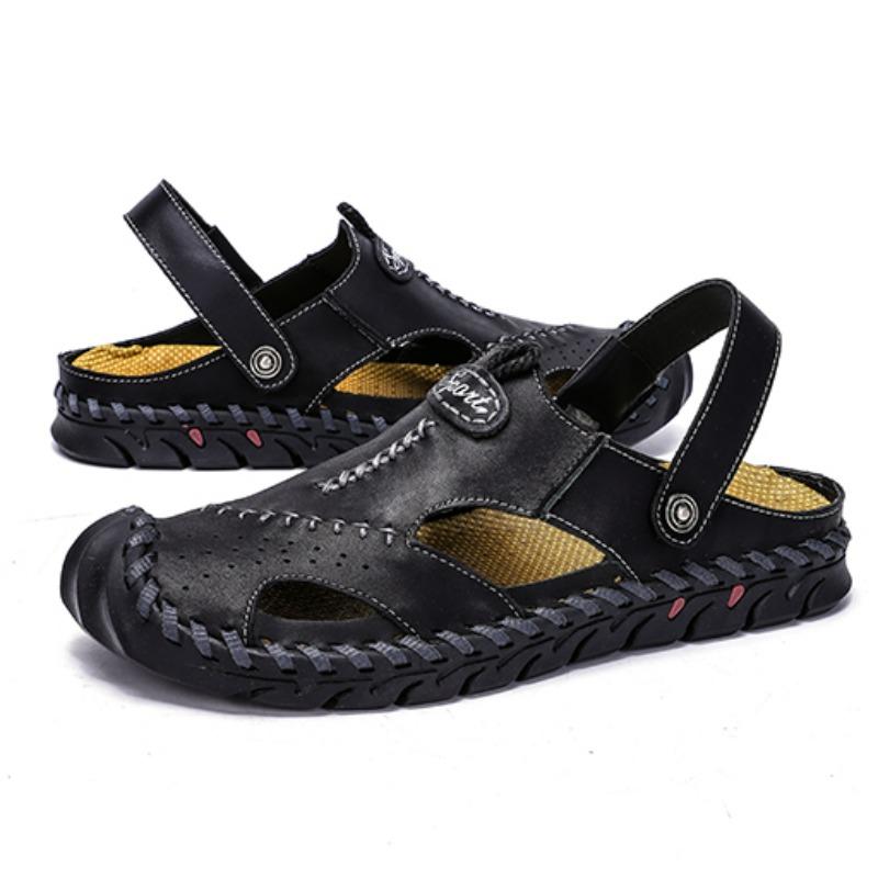Sommer Herren Sandalen Klassische Echtleder Sandalen Mode Outdoor Wanderschuhe Leichte Atmungsaktive Rutschfeste Sneaker 38-48