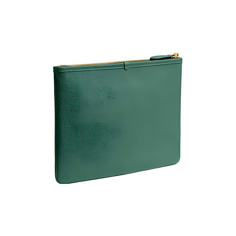 Coach Pouch 29 Solid Color Letter Logo Zipper Closure Pebbled Leather Mahjong Bag Wrist Bag Clutch Bag Large Women's Green