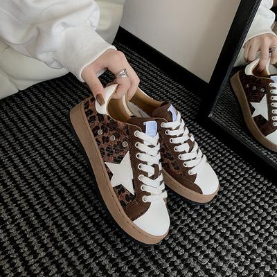 2025 New Old Casual Versatile Color Matching Trend Flash Color Board Shoes Low-top Flat Star Shoes Women
