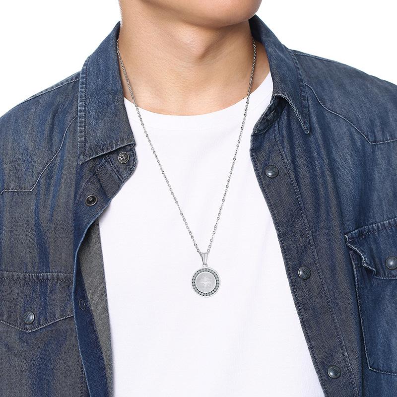 4 Qul Necklace Pendant Men Muslim Islamic Hajj Umrah silver color CZ Stone Jewelry