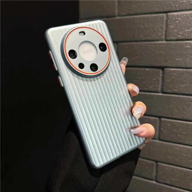 For Huawei Mate 60 Pro Plus Corrugated Grain Plating Metallic Paint Anti fingerprint PC Shockproof Anti-Slip Back Cover Case Shell