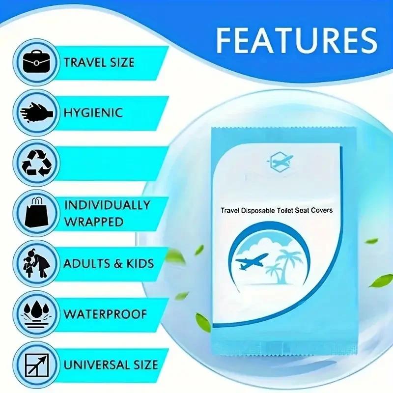 100/5Pcs Disposable Toilet Seat Cover Mat Portable Waterproof Safety Toilet Seat Pads for Travel Camping Bathroom Accessiories