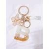 Cute Initial Letter Keyrings White Keychen, Capital Alphabet Gold Foil Resin Keychain Charm with Butterfly Tassel Pendant, Thanksgiving