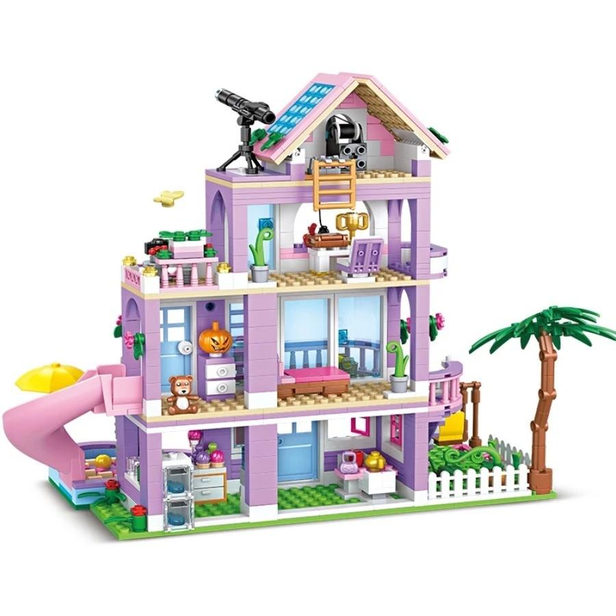775 Pezzi Casa Città Vacanza Estiva Scivolo Piscina Villa Appartamento MOC Set di Blocchi da Costruzione Figura Giocattoli Fai da Te per Bambino Bambina Regalo di Natale