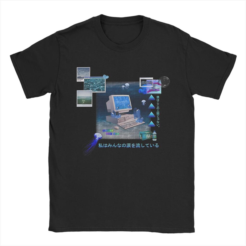 Maglietta Unisex Donna Frutiger Aero World Vaporwave Cotone Stampata Maglietta Top Abbigliamento