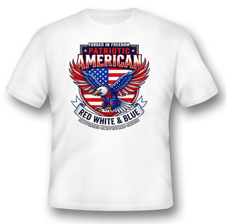 American Eagle Patriotic T-Shirt: Red White & Blue Design (Black/White) 100