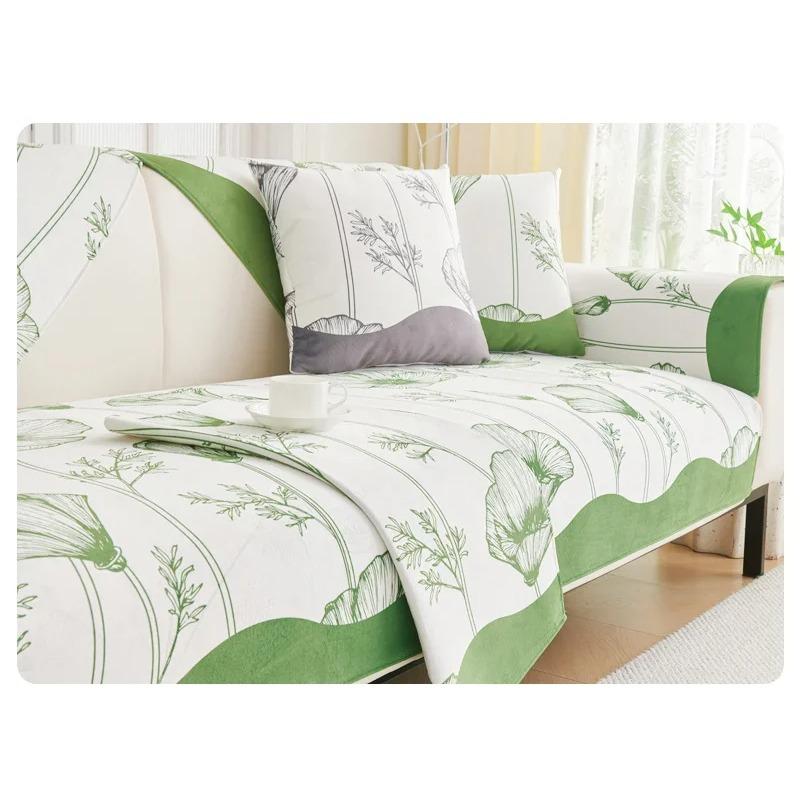 Luxury Flower Printing Sofa Cushion Chenille Sofa Cover Four Seasons Universal Jacquard Anti Slip Sofa Cover Dustproof Couch Mat