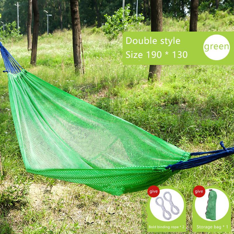 Outdoor Portable Camping Swing Ice Silk Hammock Sturdy Thickened Nylon Mesh Hammock Breathable Garden Hanging Swing