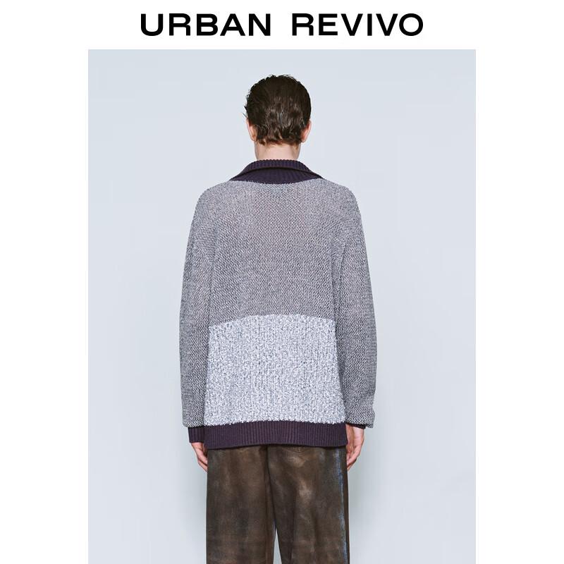 UR Herren Color-Block Jacquard Strick V-Ausschnitt Pullover