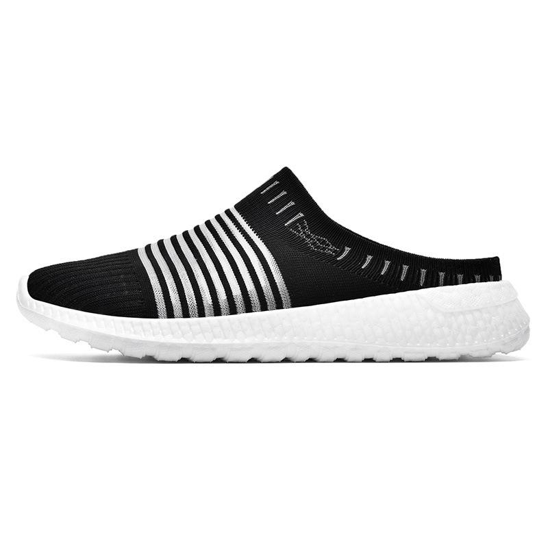 

2021 лето новые мужские сандалии сетчатые дышащие полушлепанцы легкие корейская версия на мягкой подошве пляжная обувь большой размер мужская обувь 38 чёрный