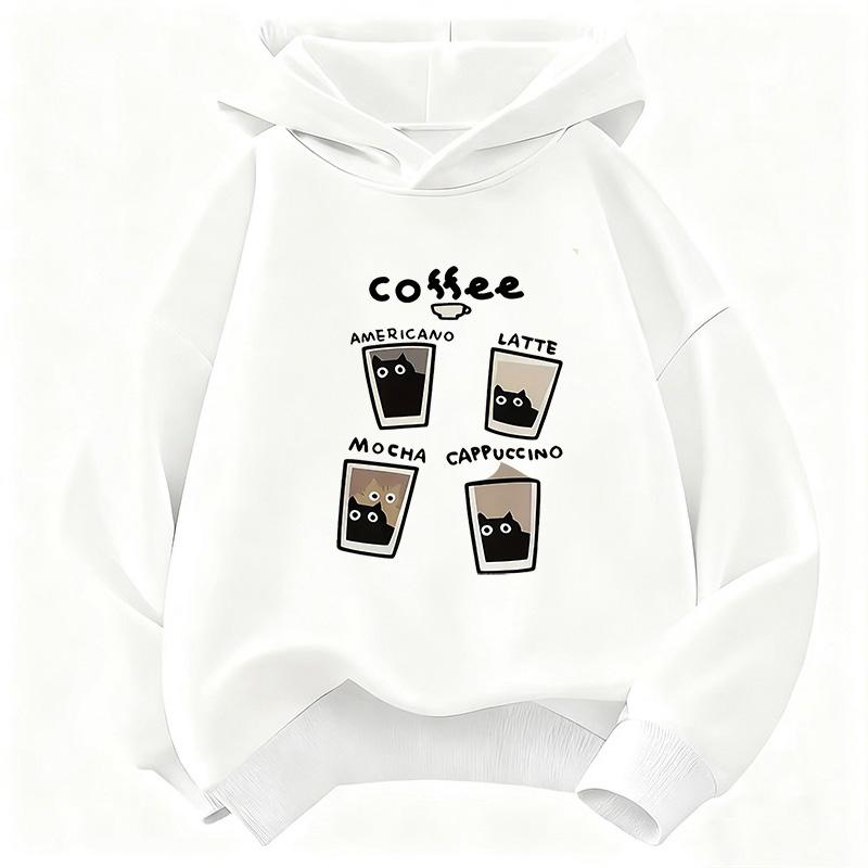 Jungen Mädchen Mode Kaffee Katze Grafik Hoodie Kinder Katze Kinder Sweatshirt Kapuzenpullover Freizeit Kapuzenpullover