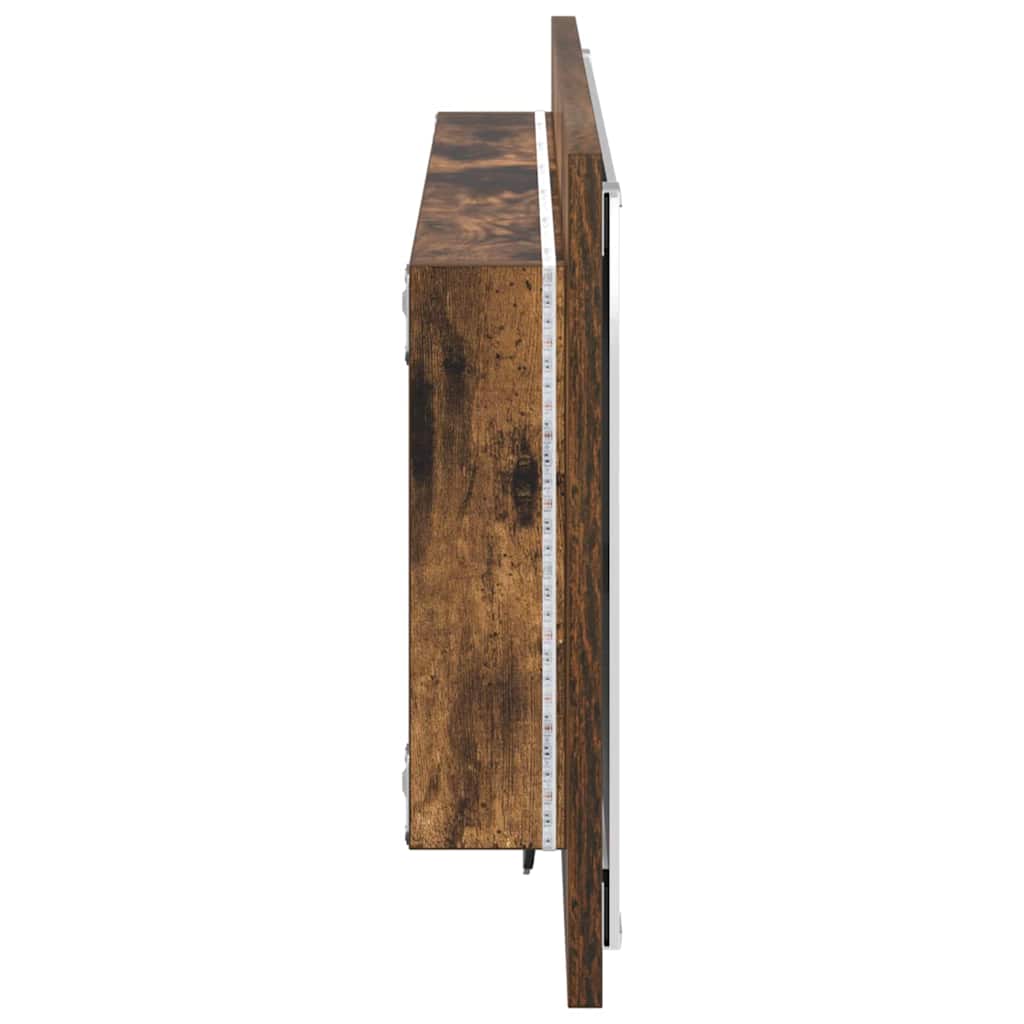 Mirror Smoked Oak 90 x 8.5 x 37 cm Engineered Wood